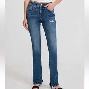 EXPRESS Mid Rise Medium Wash Distressed Skyscraper Jeans